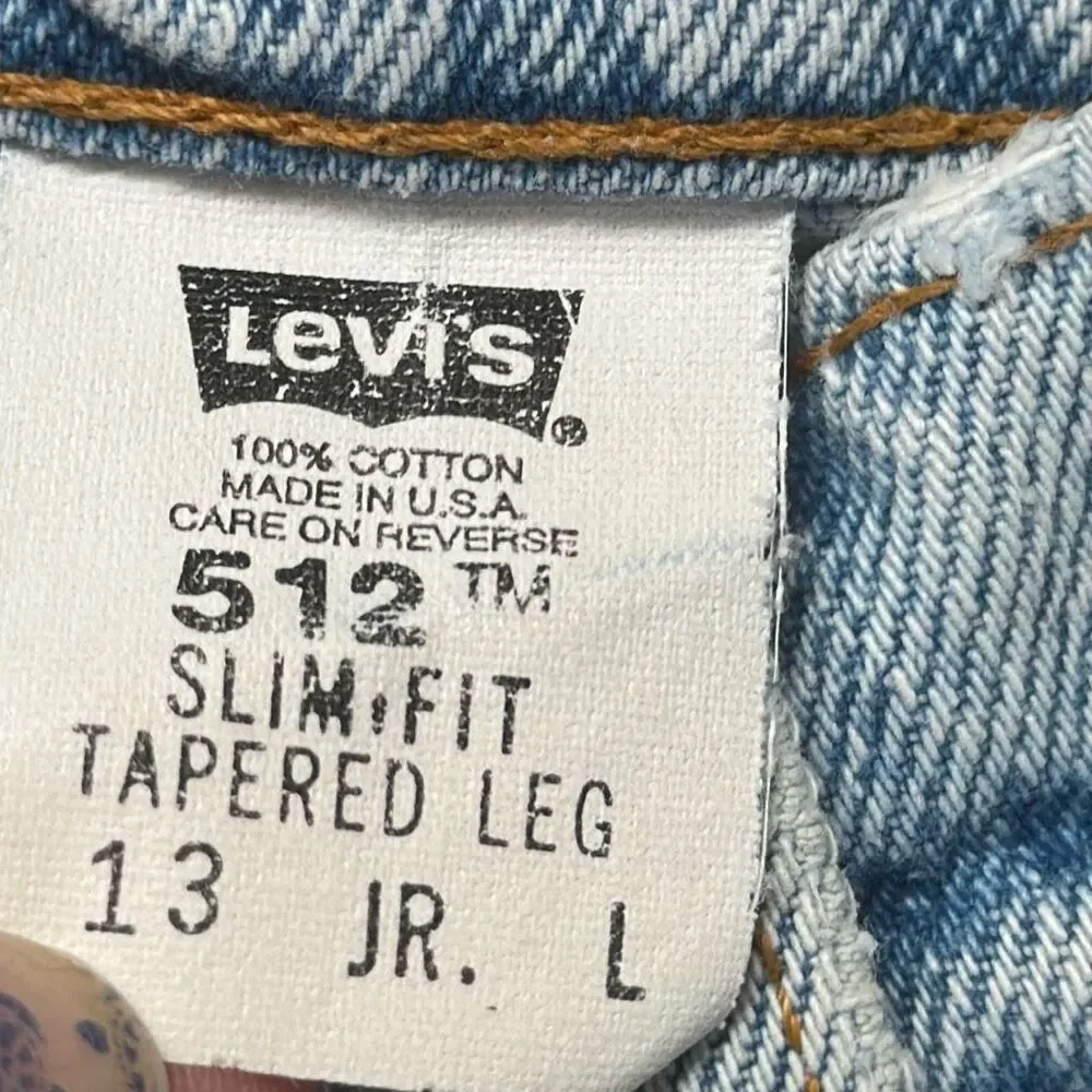 Vintage 90s Levis Jeans 512 Slim Fit Tapered‎ Leg  High Waist Mom Blue 13L Light